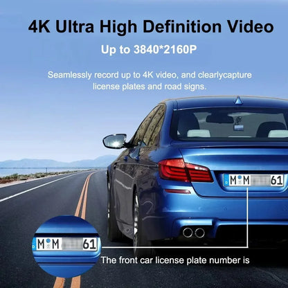 4K Ultra HD Dash Cam Night Vision Front 2160P With Back 1440P Car Video Camera Logger G Sensor Loop Recording App WiFi Control