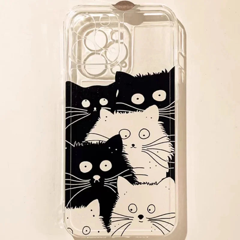 Doodle Angry Cat Case for Iphone 13 16 Pro Max 11 12 14 15 Pro Max 7 8 Plus 13 Mini XS XR SE 2022 13Pro Back Cover Clear Fundas