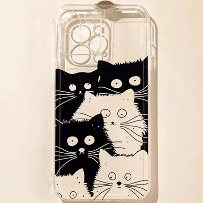Doodle Angry Cat Case for Iphone 13 16 Pro Max 11 12 14 15 Pro Max 7 8 Plus 13 Mini XS XR SE 2022 13Pro Back Cover Clear Fundas