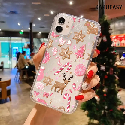 Deer Christmas gift for you romantic aesthetic transparent autumn phone case for iPhone17 16, 15 14 13 Pro Max