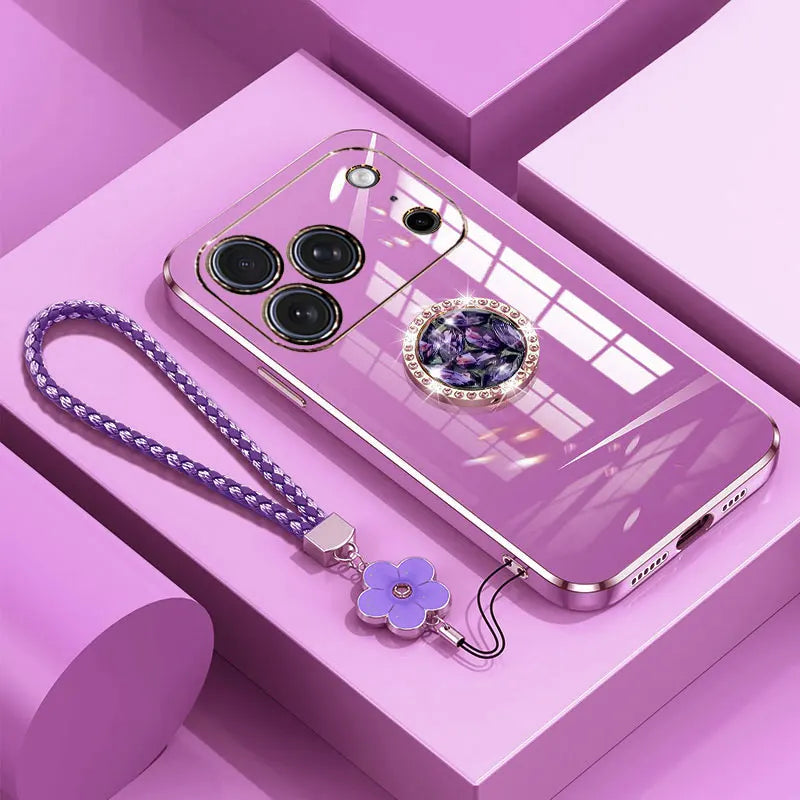 iphone17pro Case Luxury with Holder,Diamond Ring Case For iphone 17 Pro Max Air Shockproof Case iphone17 Cover with Lanyard