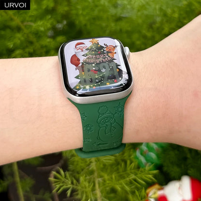 URVOI Christmas Sport Band for Apple Watch ultra 2 3 Series 11 10 9 8 Xmas tree silicone strap for iWatch Santa red green white
