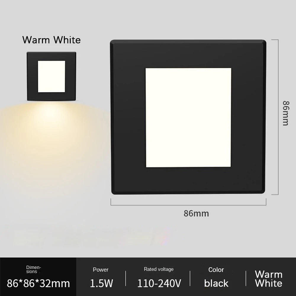 Smart Motion Sensor LED Stairs Wall Light Recessed Human Induction Step Lamp Indoor Entrance Hallway Foyer Ladder Night Lights