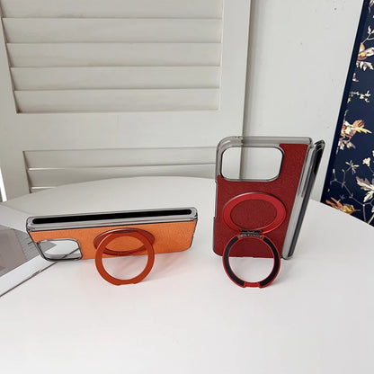 For Google Pixel 10 Pro Fold Case ELVEV Magnetic Luxury Plain PU Leather with Rotatable Ring Stand Phone Cover