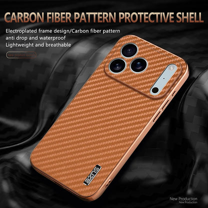 EUCAGR Luxury Carbon Fibre PU Leather Phone Case for iPhone 17 Air 17 Pro Max 16 15 14 13 12 11 Pro Max Bumper Coque Back Cover