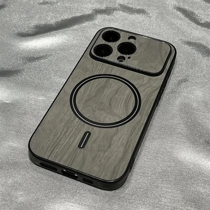 Luxury Wood Grain Magsafe Shockproof iPhone Case