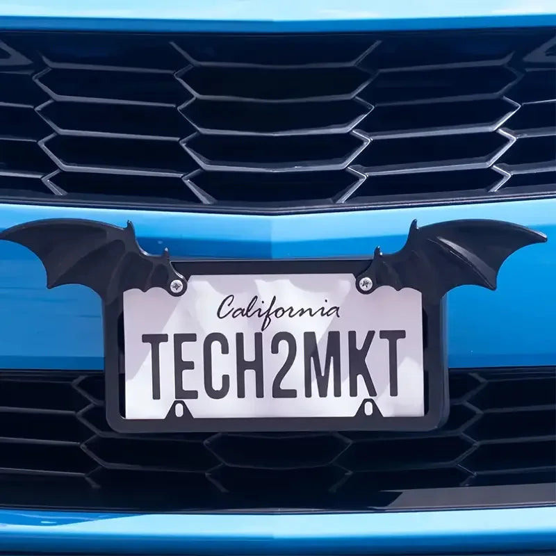 Black Batwing Car License Plate Covers & Frames Decoration - Durable Plastic, Ideal Gift for Horror Vampire Theme Lovers