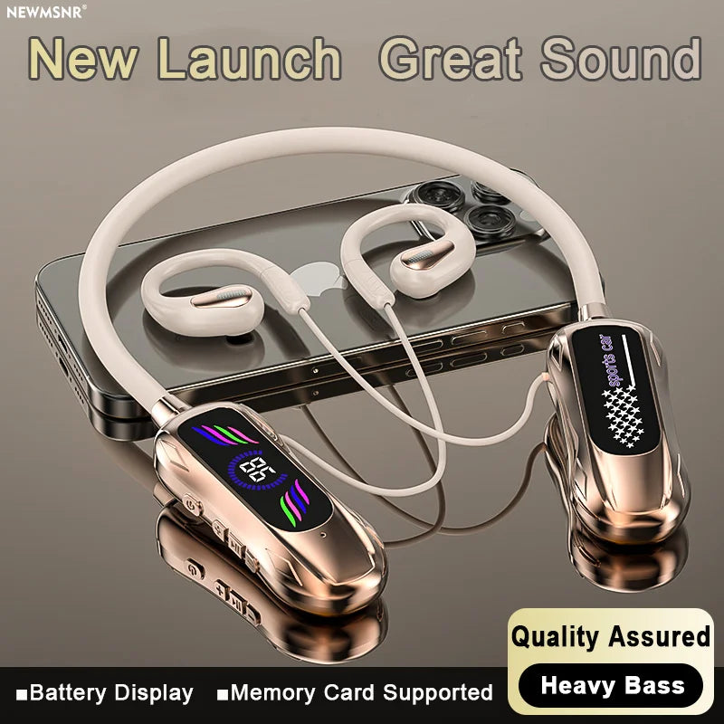 NEW Sports Car Shape Surround Sound Neckband Open-ear LED Display Headsets Wireless Bluetooth Headphones Sports Gaming Earphones