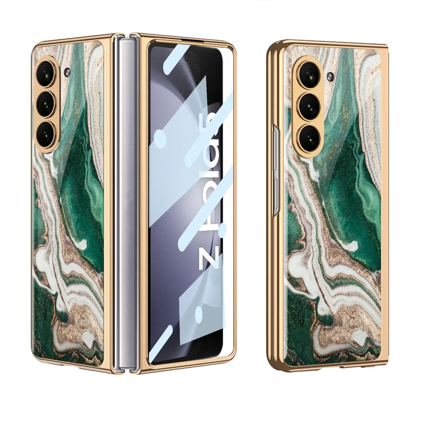 GKK Electroplated Painted Tempered Glass Case For Samsung Galaxy Z Fold 5 With Screen Glass Hard Cover For Galaxy Z Fold5 4 Case