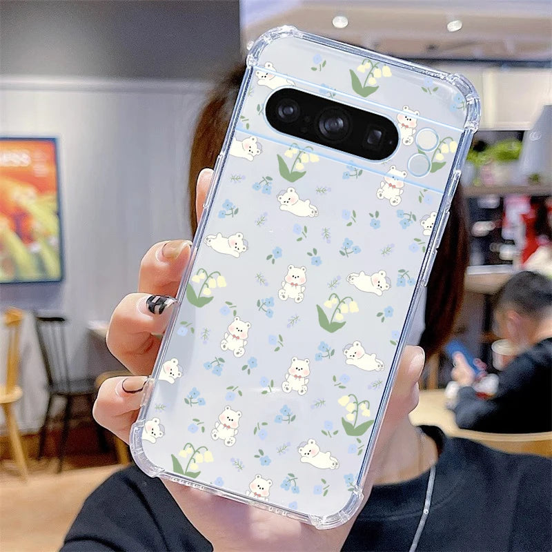P ixel 8 Pro Lovely Animals Transparent Phone Case For Google Pixel 8A 9Pro 8 6 8Pro 7Pro 9 9ProXL 6Pro 6A 7 7A Cover