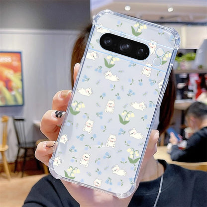 P ixel 8 Pro Lovely Animals Transparent Phone Case For Google Pixel 8A 9Pro 8 6 8Pro 7Pro 9 9ProXL 6Pro 6A 7 7A Cover