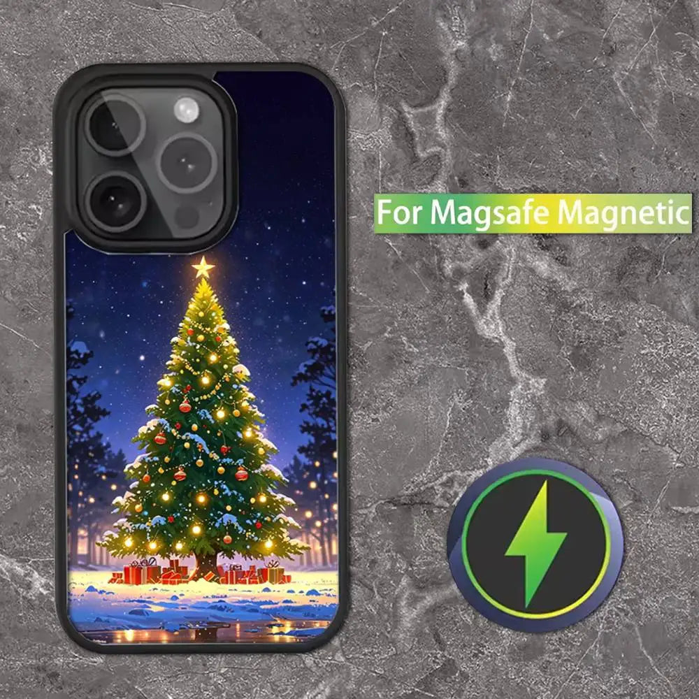 Christmas Santa Claus Phone Case For iPhone 16,15,14,13,12,11,Pro,Max,Plus,Mini,SE Magsafe Magnetic Wireless Charging