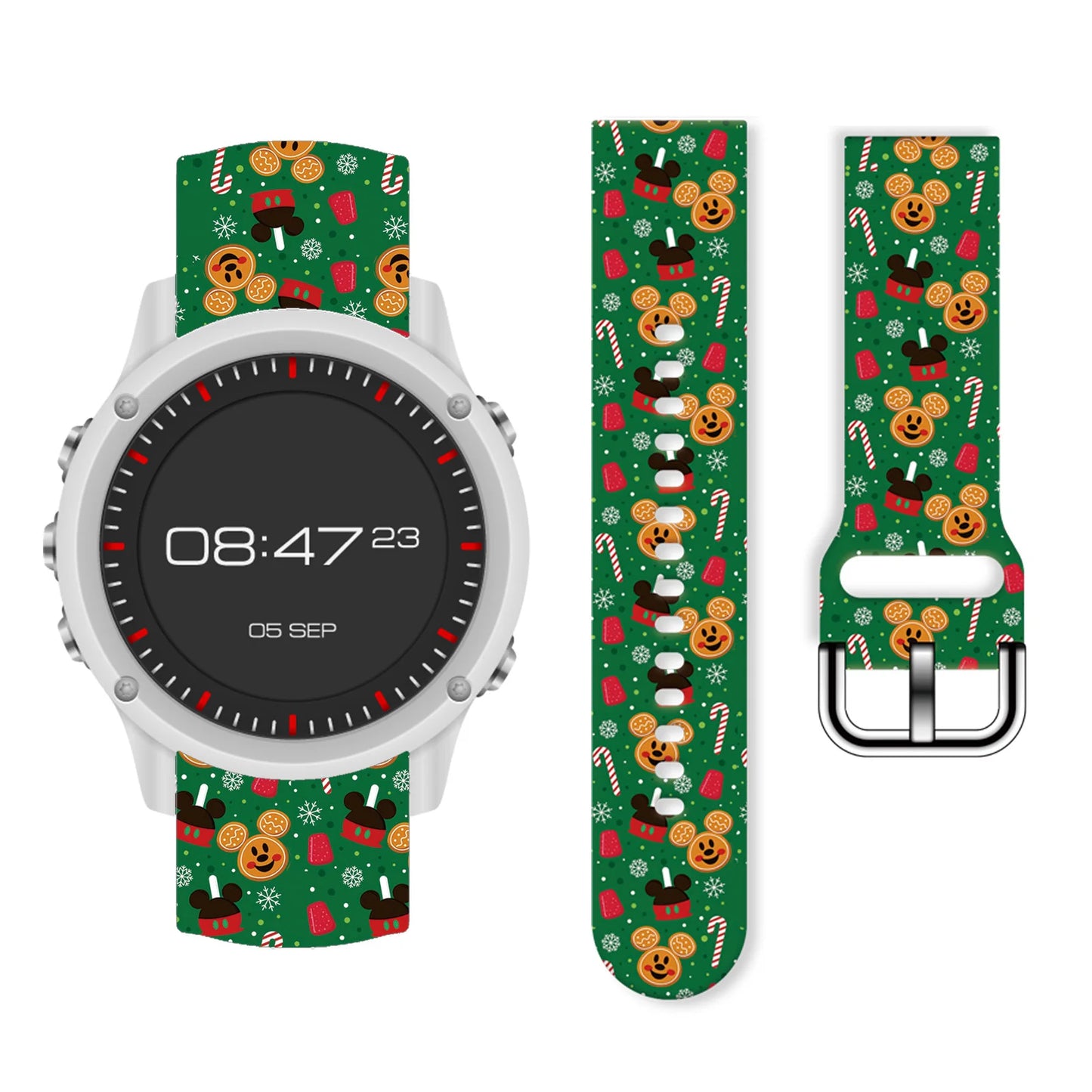 20mm Mich Christmas 1 Printed Strap for Samsung Galaxy Watch 7/6/5/4 40mm 44mm Band Replaceable Bracelet 22mm for Xiaomi Amazfit