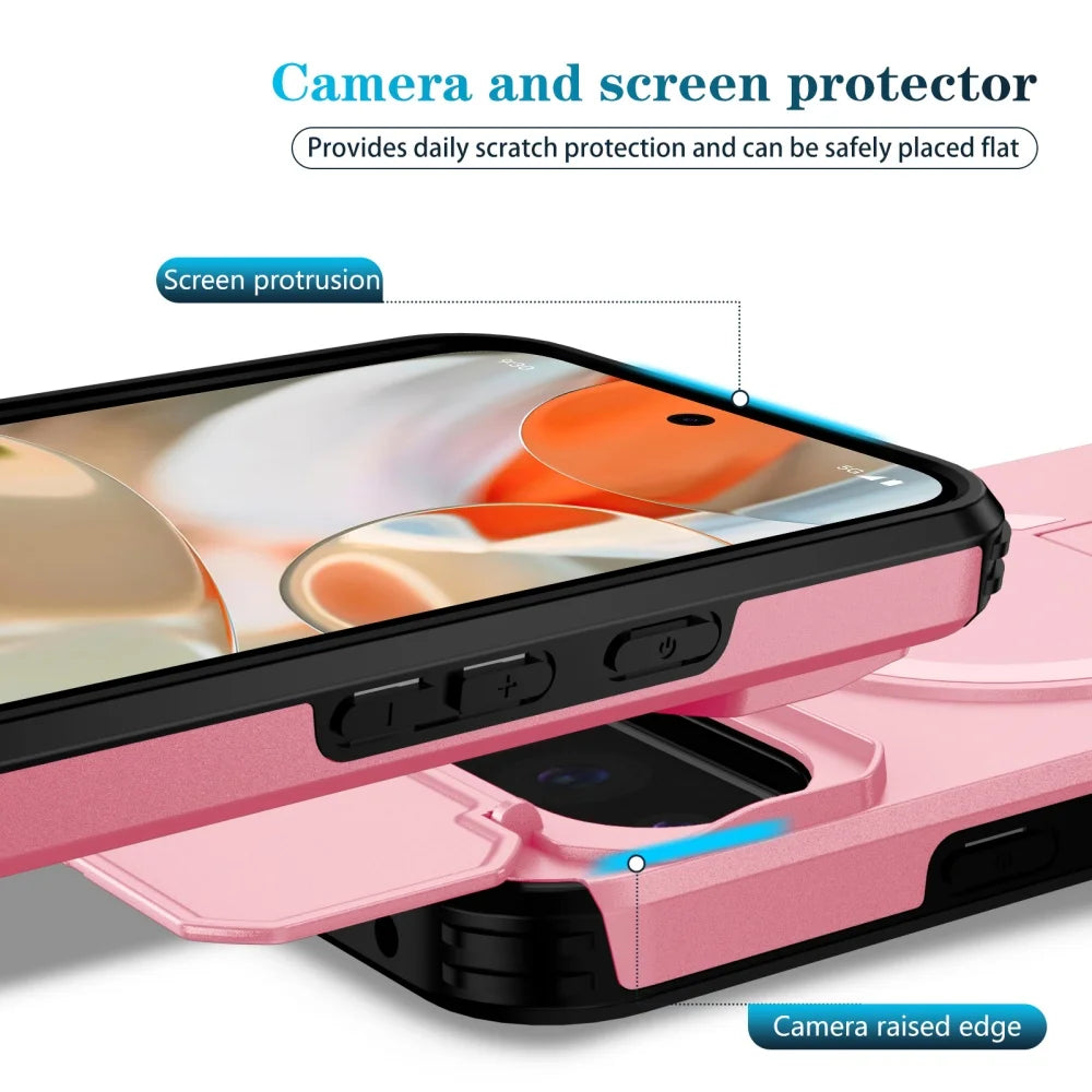 For Magnetic Magsafe Fold Stand Case For Google Pixel 9 10 pro XL 9A Military Armor Slide Flip Camera Protection Phone Cover