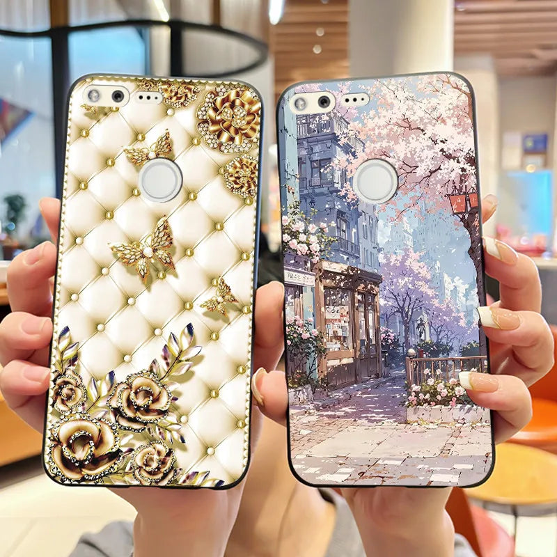 Case For Google Pixel 1 Soft Silicone Black Case For Google Pixel 1XL Elegant Style New Design Pattern Koi Dragon King Casing