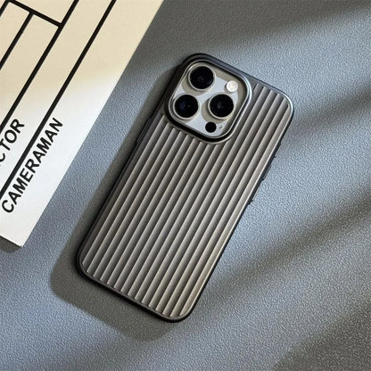 Matte Natural Titanium Grating Hard Phone Case for IPhone 16 15 14 13 Pro Max Plus Full Cover Scratch-proof Rugged Back Cover