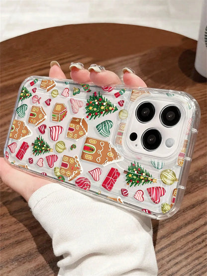 Creative Christmas-themed printed phone shock-proof case, suitable for iPhone 17, 16, 15, Plus, Pro, Max series phones - can be
