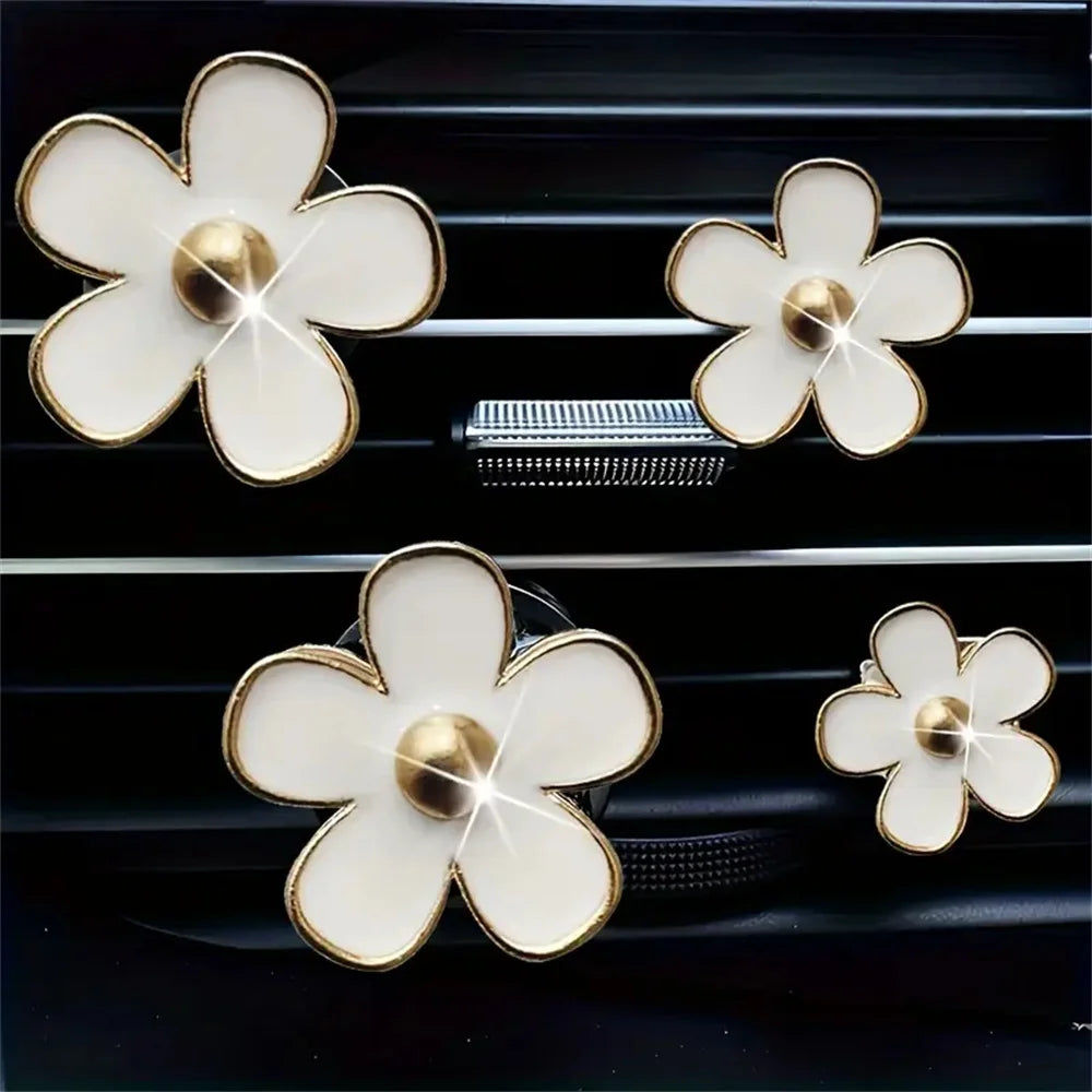 4-8pcs/set Small Car Air Outlet Perfume Decoration Clip Flower Daisy Design Car Interior Aromatherapy Fresheners Diffuser Access