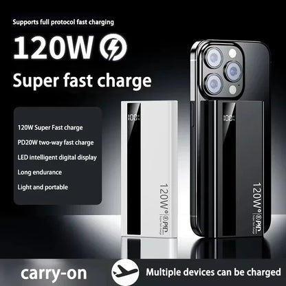 120W 500000mAh Power Bank High Capacity Super Fast Charging Power Bank Portable Battery Charger For Huawei iPhone Samsung Xiaomi