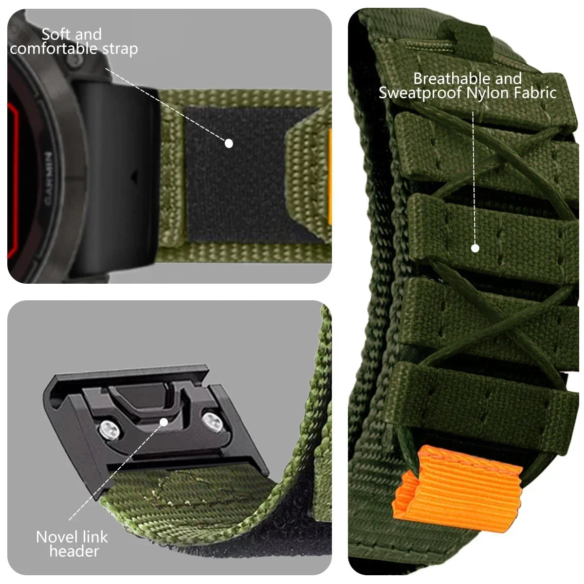 New Quick Fit Nylon Strap for Garmin Watch Fenix7 7X 6X Pro/Epix Pro Gen 2 51mm 47mm/Fenix6 5Plus 5XPlus 22mm 26mm Watchband