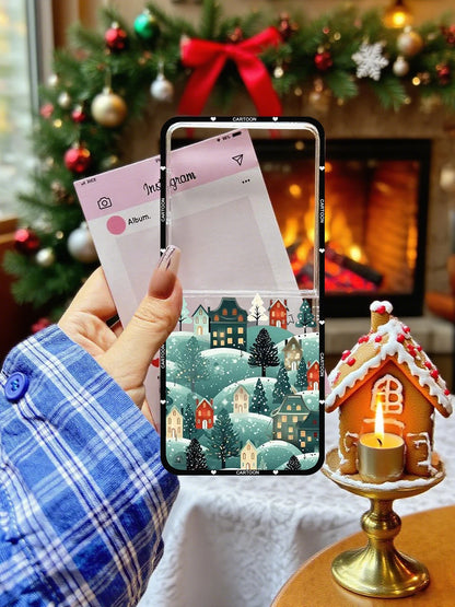 Winter Snow Merry Christmas Tree Phone Case For Samsung Galaxy Z Flip 7 Clear Hard Folding Cover For Samsung Galaxy Z Flip7 Bag