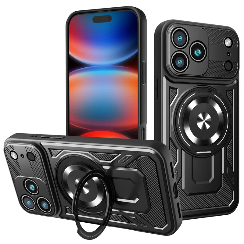 Magsafe Wireless Charging Stand Holder Cover For iphone 17 Pro Max iphone17 Air 5G Magnetic Ring Armor Phone Case