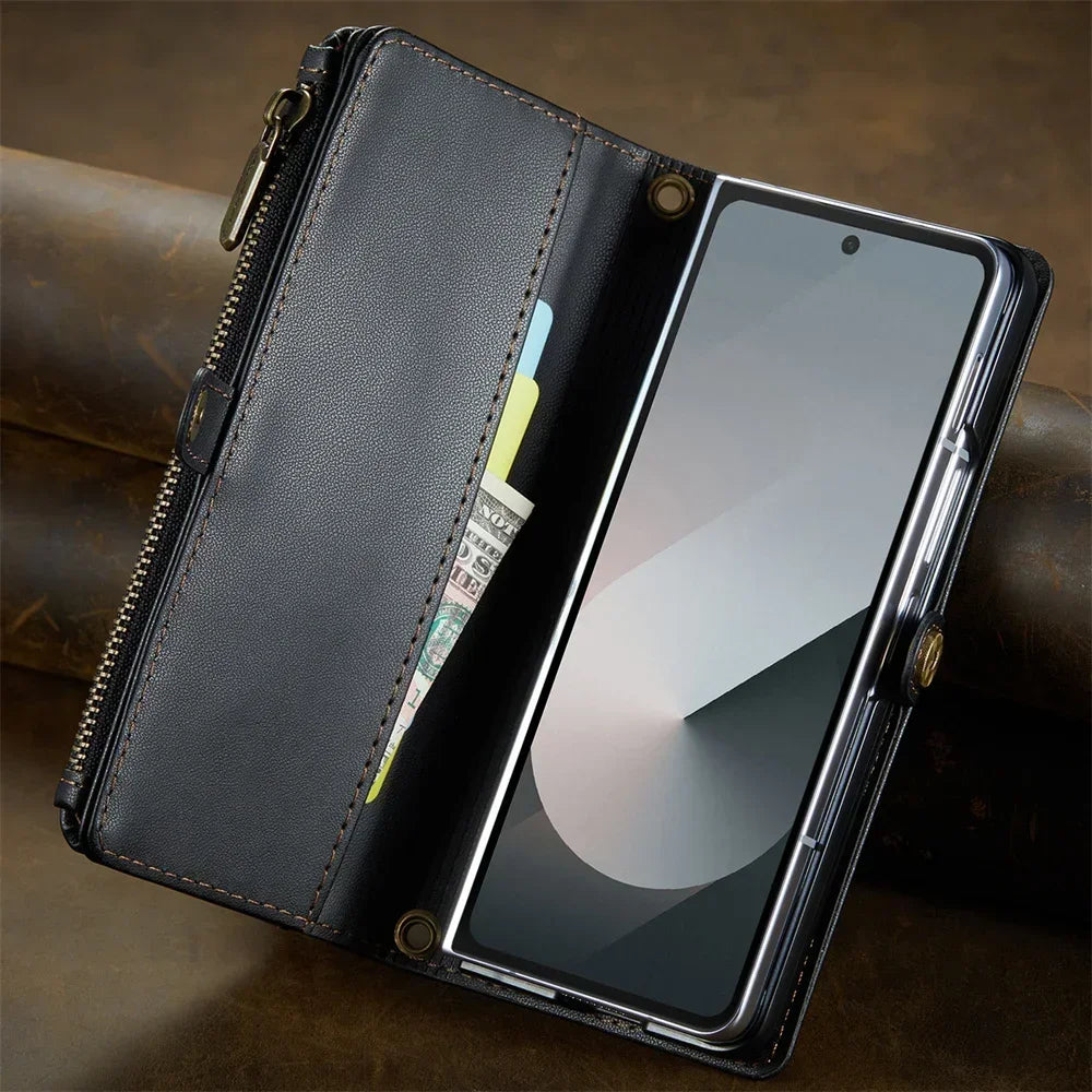 Crossbody Purse for Samsung Galaxy Z Fold 7 Fold5 Fold 4 3 Fold 6 Leather Flip Case Book Wallet Coque Retro Vintage Card Slots