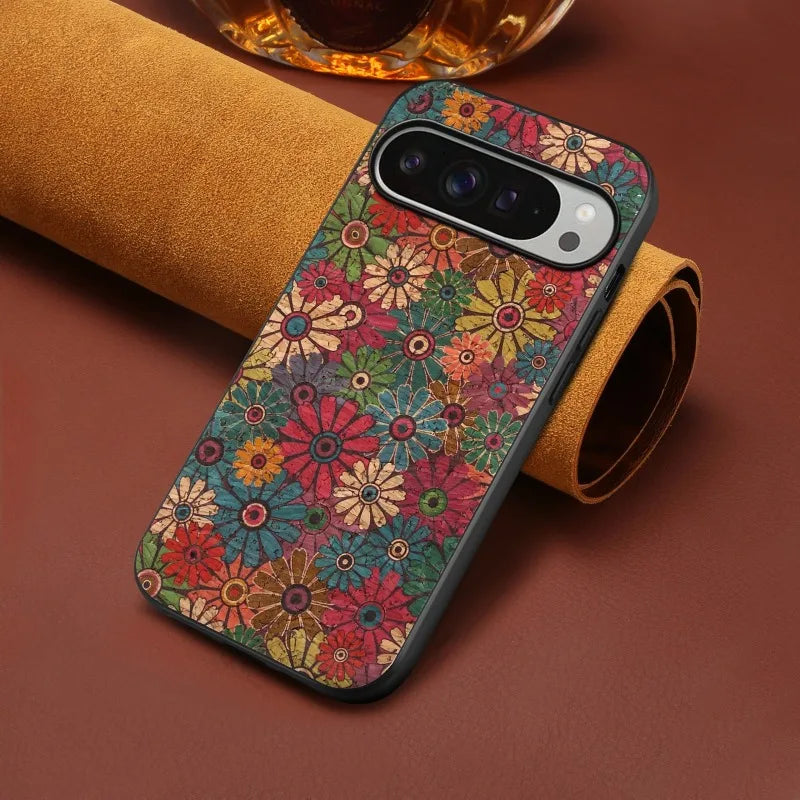 Shockproof European Floral Irregular Pattern Leather Back Case for Google Pixel 6 7 8 9 10 10A 10Pro 10ProXL
