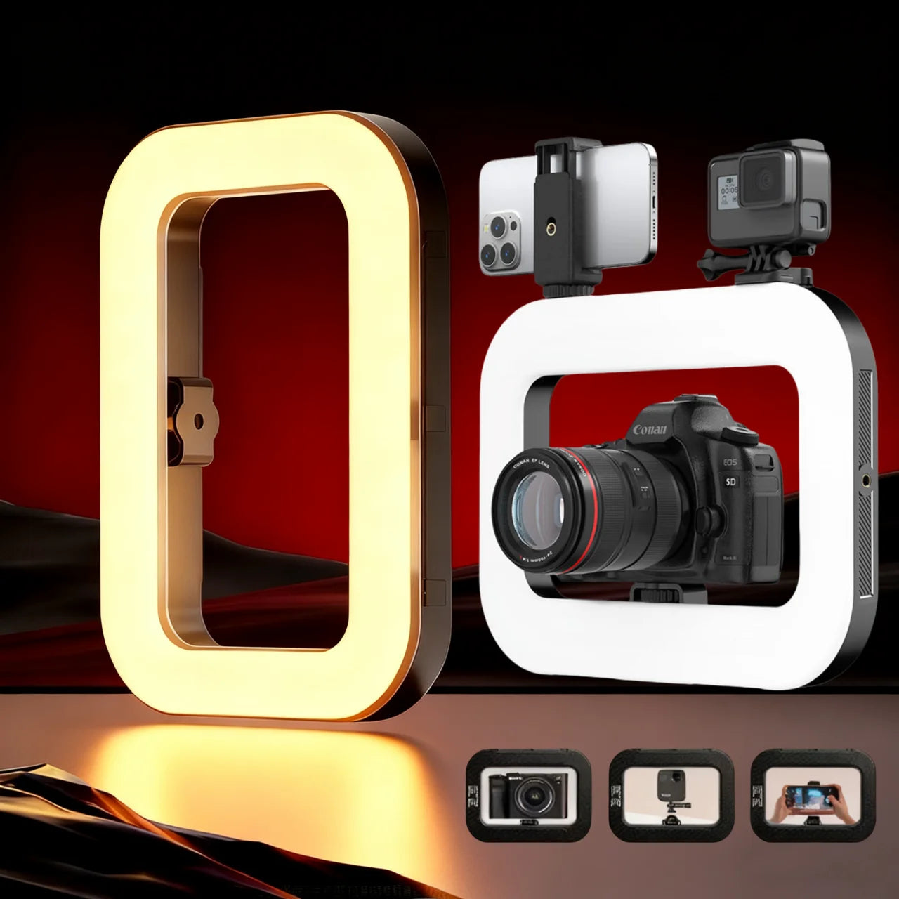 New Handheld Ring LED Rechargeable Fill light Portable Mobile Phone Live Broadcast Photography Desktop Rabbit Cage Selfie Light