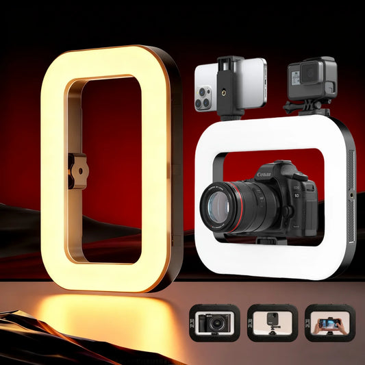 New Handheld Ring LED Rechargeable Fill light Portable Mobile Phone Live Broadcast Photography Desktop Rabbit Cage Selfie Light