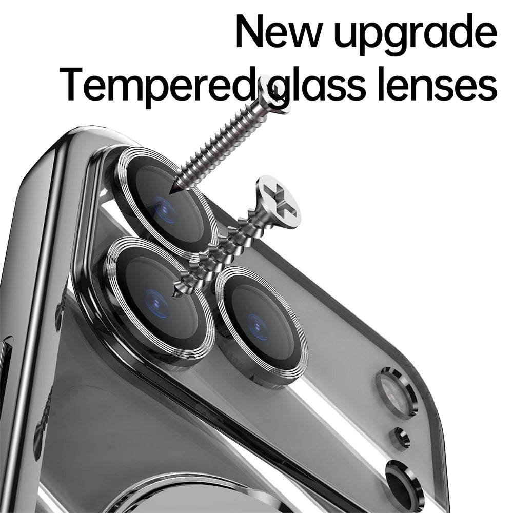 Plating Magnetic Ring Stand Case For iPhone 17 Air 17 Pro Max Case Shockproof Wireless Charging For Magsafe Shockproof Cover