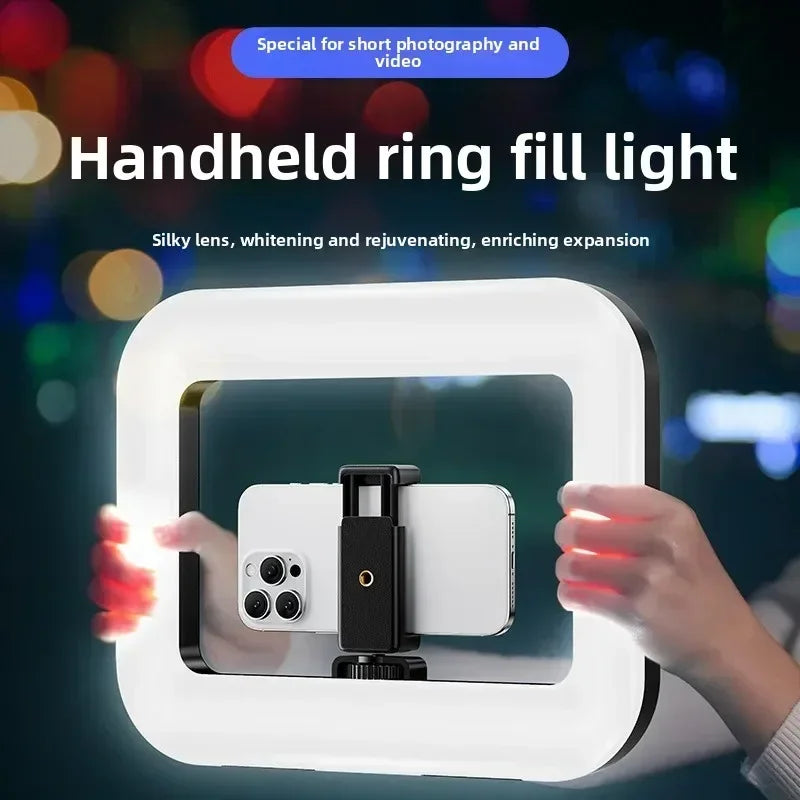 Portable Handheld Ring LED Light 3 Color Temperatures 12 Brightness Adjustments for Photography & Mobile Live Broadcast