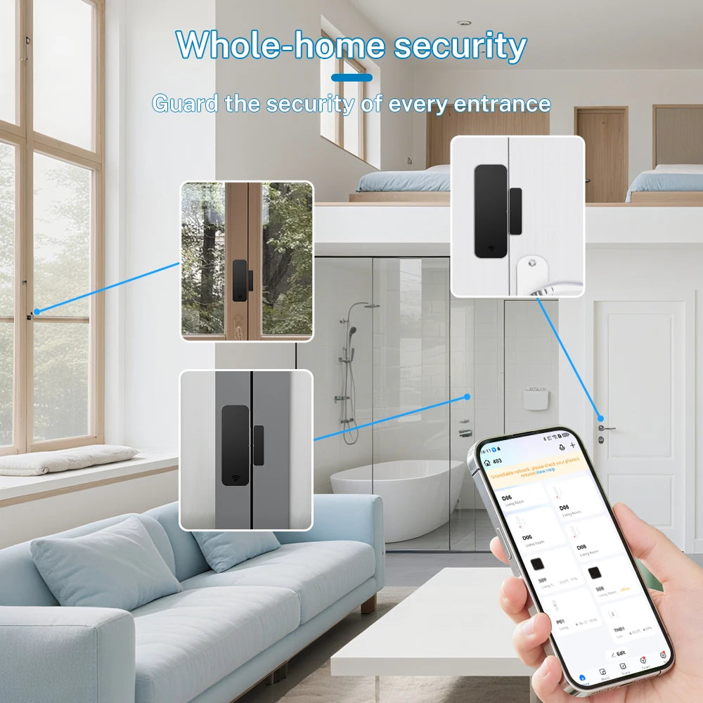 Tuya Zigbee 3.0 Door and Window Sensor Smart Sensor Contact Sensor APP Remote Control SmartLife Work with Zigbee2Mqtt ZHA Alexa