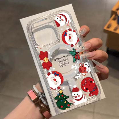 Christmas Santa Claus Magnetic Magsafe Phone Case For Samsung Galaxy S22 S23 S24 S25 FE Plus Ultra Edge Z Flip 3 4 5 6 7 Casing