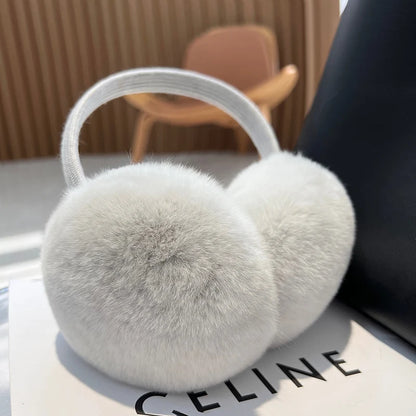 MPPM Cute Headphones Women Genuine Real Rabbit Fur Warm  Earmuff Headbands Winter Accessories for Women  Ear Cover for Winter