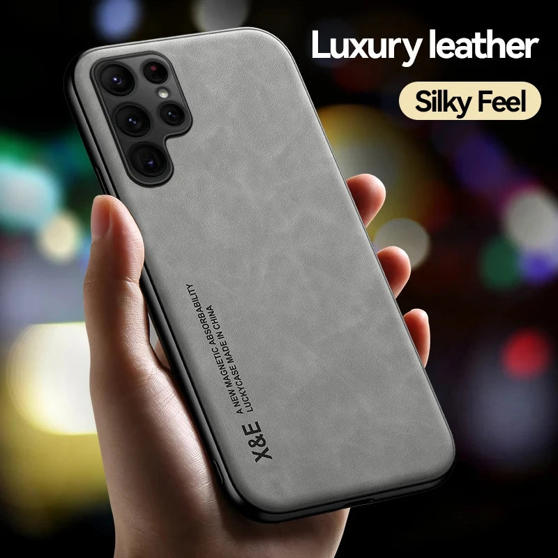 Sheepskin Magnetic Case For Samsung S25 S24 Ultra S22 Plus S21 S20 FE Cases For Samsung S23 Ultra Note 20 10 Leather Phone Cover