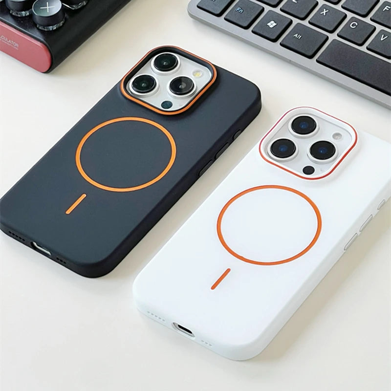 Ultrathin Hit Color MagSafe Phone Case for iPhone 16pro max 15 16 Pro 14 13 12 Magnetic Wireless Charging Matte Hard PC Cover