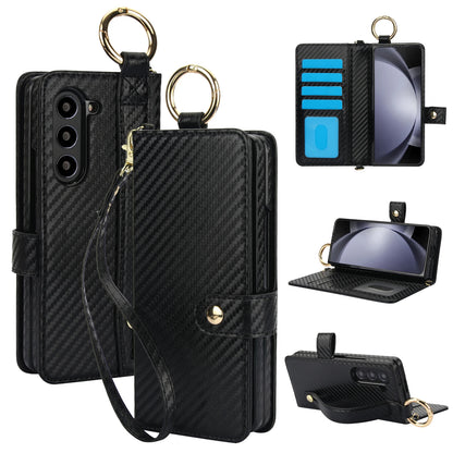 For Samsung Galaxy Z Fold 7 6 5 4 3 5G Crossbody Lanyard Leather Wallet Card Case Wrist Rope Flip Stand Cover With Pen slot