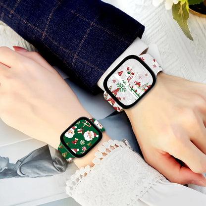 Colorful Christmas Series Strap for Apple Watch 11 10 9 8 7 SE Silicone Band Replacable Bracelet for iWatch 46mm 44mm 42mm 41mm
