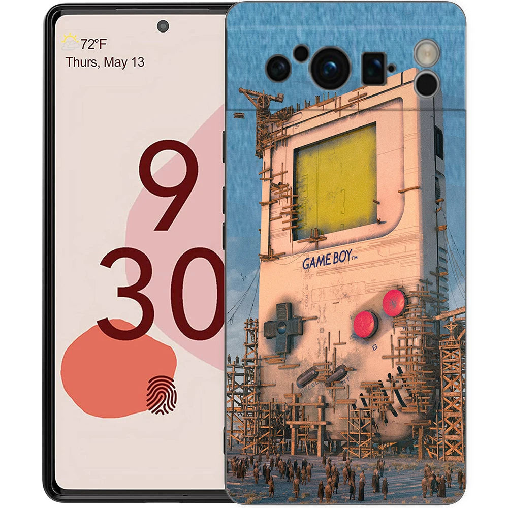 Phone Case For Google Pixel 8 7 6 Pro 8A 7A 6A TPU Shell Soft Silicone Shockproof Black Cover Gameboy Boy Game