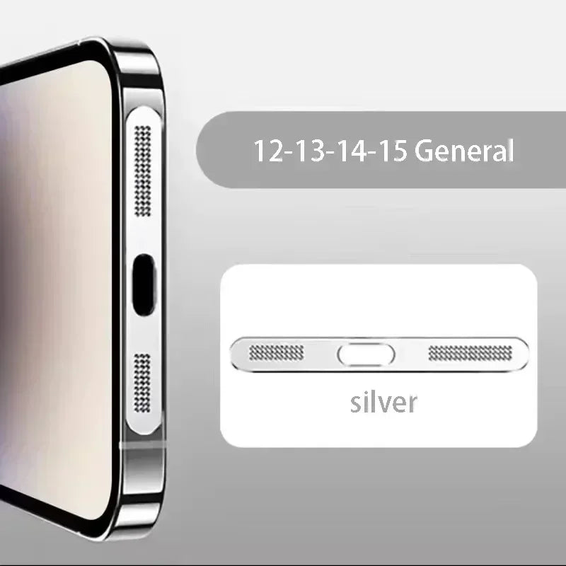 Metal Dust Net for IPhone 12 13 14 15 16 Pro Max Speaker Anti-dust Mesh Charging Port Anti-scratch Protect Sticker Accessories - covers4phones