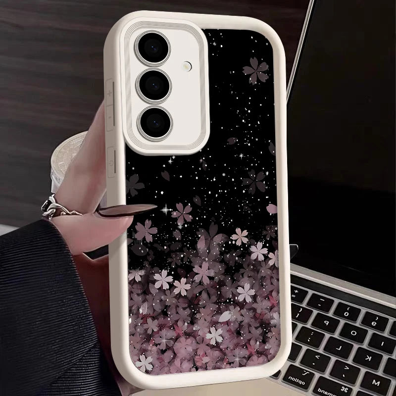 Cherry Blossom Silicone Case For Samsung Galaxy S25 Edge S24 S23 Ultra S24 FE A55 A15 A16 A35 A25 A53 A54 A56 5G TPU Phone Cover