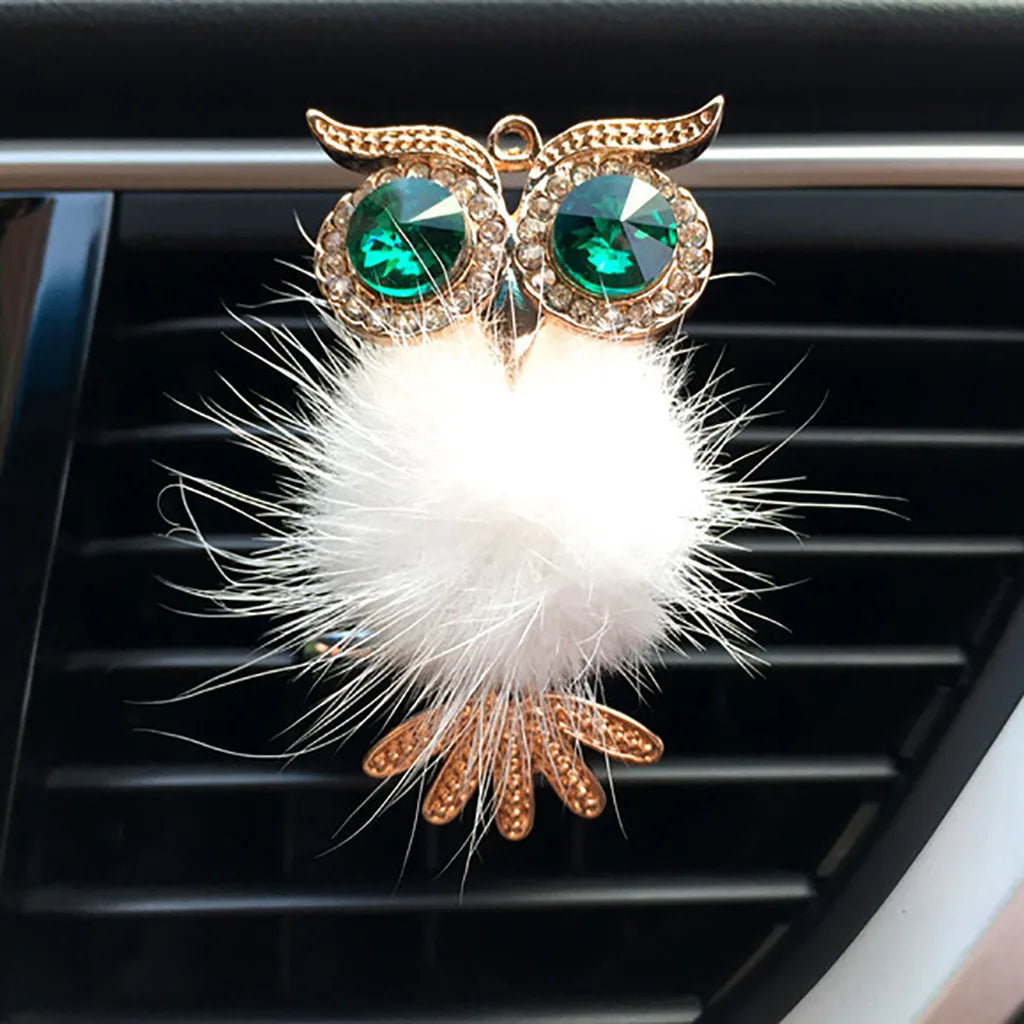 Diamond Fur Owl Car Air Freshener Auto Outlet Perfume Clip Scent Aroma Car Diffuser Bling Car Accessories Interior Decor Gifts