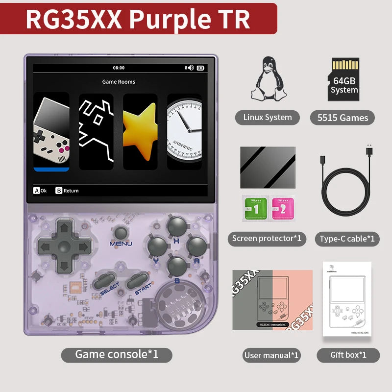ANBERNIC RG35XX Plus/RG35XX Retro Handheld Game Console 3.5″ IPS Screen Linux Portable Video Game Player Support HD-M-I TV Output