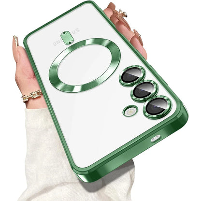 Luxury Magnetic For Magsafe Case For Samsung Galaxy S26 S25 Edge S24 FE S23 S21 Plus Ultra Plating Silicone Cover Clear Soft