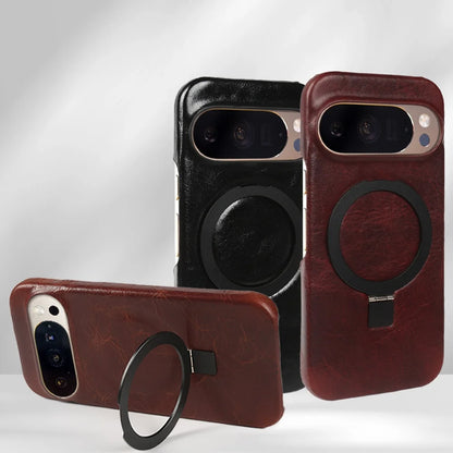 Foldable Bracket Stand Genuine Leather Phone Case For Google Pixel 10 Pro 9pro 9A 8pro 7pro 6 6A Kickstand Protective Back Shell