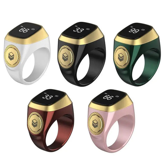 22/18mm Iqibla Smart Tasbih Tally Counter for Muslims Zikr Ring Digital Tasbeeh 5 Prayer Time Vibration Reminder Waterproof - covers4phones