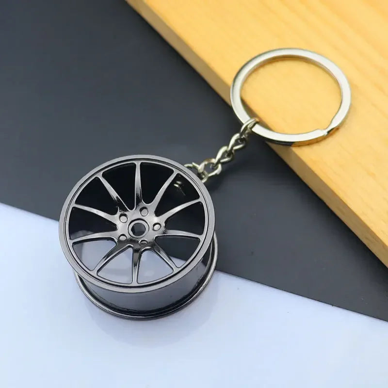 Creative Mini Auto Parts Car Wheel Keychain Auto Enthusiast Metal Keyring Accessories Key Ring Chain for Men Woman Lover Gift