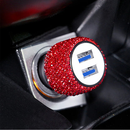 Car Bling USB Styling Diamond Car Accessories Interior Car Dual USB Charger Port Fast Adapter Car Accessories Interior for Woman