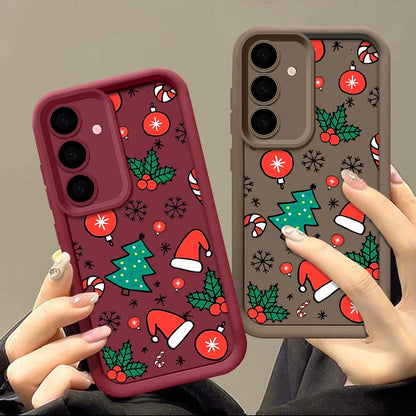 New Year Christmas Hat Case For Samsung Galaxy A55 A15 A14 A34 A35 A54 A52 A53 5G S24 Ultra FE S23 Plus Soft TPU Silicone Cover